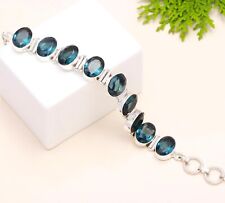 Pulseira de pedra preciosa turmalina indiolita prata esterlina 925 7-8" comprar usado  Enviando para Brazil