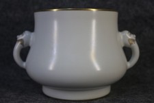 Queimador de incenso chinês de porcelana dourada esmalte branco doce feito à mão orelhas duplas comprar usado  Enviando para Brazil