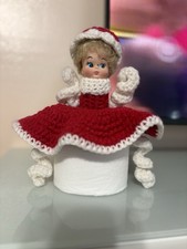 Usado, Vintage - Crochê - Boneca capa de papel higiênico - Banheiro retrô MCM vermelho e branco comprar usado  Enviando para Brazil