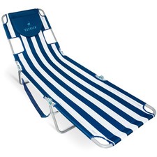 Espreguiçadeira de avestruz, cadeira de bronzeamento para piscina de acampamento na praia, listra azul (caixa aberta) comprar usado  Enviando para Brazil