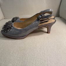 Usado, Alex Marie Prata Camurça Frisada Salto Gatinho Marla Slingbacks 8 M comprar usado  Enviando para Brazil