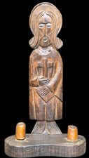 Raro Vintage São Nicolau Escultura em Madeira Esculpida à Mão Castiçal Altar Ícone comprar usado  Enviando para Brazil