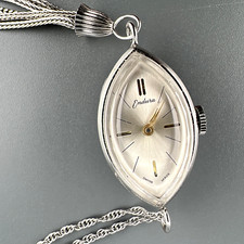 Vintage Relógio Endura Pingente Colar Oval Mecânico Vento 24" Corrente de Corda comprar usado  Enviando para Brazil