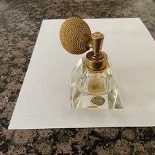 Frasco de perfume vintage vazio de vidro transparente com atomizador dourado, feito na Alemanha  comprar usado  Enviando para Brazil