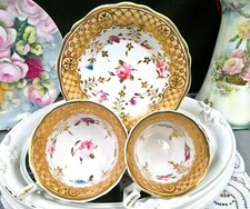 Xícara de chá e pires de porcelana inglesa New Hall década de 1820 trio pintada de rosa  comprar usado  Enviando para Brazil