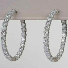 Brinco de argola 3,00 CT redondo VVS1 moissanita dentro para fora folheado a ouro branco 14K comprar usado  Enviando para Brazil