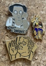 3 Pin's Vintage Coluche Salut l'Enfoiré Restaurant Du Cœur Touche Toi Mon Pote comprar usado  Enviando para Brazil
