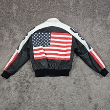 Jaqueta masculina vintage Michael Hoban pequena couro preto bandeira americana onde M I comprar usado  Enviando para Brazil