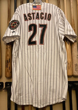 Camiseta listrada usada Pedro Astacio - 2001 Houston Astros Game - Patch da bandeira dos EUA comprar usado  Enviando para Brazil