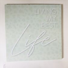 LIVING MY BEST LIFE Tela de Decoração de Casa de Madeira Azul Claro, Quadrada 12x12”, comprar usado  Enviando para Brazil