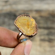 Anel ajustável eletroformado presente mãe cobre áspero citrino tamanho ajustável comprar usado  Enviando para Brazil