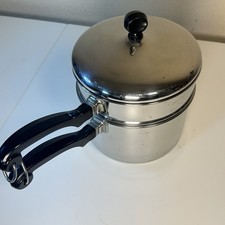 Caldeira dupla vintage Farberware 2-1/2 qt folheada a alumínio aço inoxidável com tampa EUA comprar usado  Enviando para Brazil