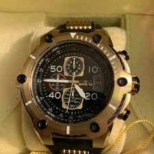 Invicta 50mm Aviator Bolt relógio cronógrafo quartzo tom dourado pulseira de silicone, usado comprar usado  Enviando para Brazil
