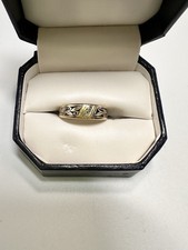 Anel vintage de ouro amarelo 14k com folha projetada detalhe de esmalte preto comprar usado  Enviando para Brazil