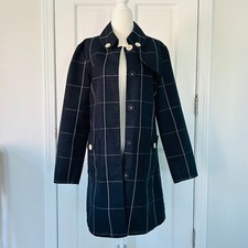 Usado, Trench coat Hobbs azul marinho com padrão de painel de janela (tamanho 12) comprar usado  Enviando para Brazil