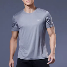 Camiseta esportiva masculina manga curta secagem rápida corrida roupas masculinas respiráveis, usado comprar usado  Enviando para Brazil