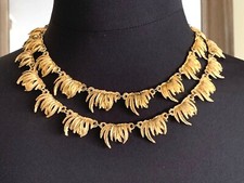 Colar de designer francês incomum - Grupo de penas de ouro como link - 88cm comprar usado  Enviando para Brazil