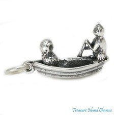 Coruja E Pussy-Gato No Barco 3D 925 Sterling Silver Charm Pingente Gato Made In Usa comprar usado  Enviando para Brazil