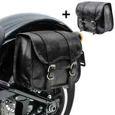 Usado, Bolsa selim de couro preta para motocicleta 2 bolsas lateral esquerda e direita alforje 11" comprar usado  Enviando para Brazil