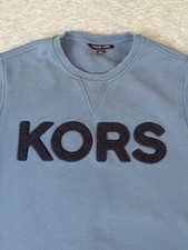 Moletom Michael Kors masculino médio azul tufo tapete felpudo 3D soletrado logotipo tripulação, usado comprar usado  Enviando para Brazil