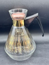 Usado, Cafeteira de vidro pirex transparente MCM tom dourado padrão arlequim rolha de cobre comprar usado  Enviando para Brazil