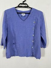 Blusa Mosaic USA Feminina Grande Linho Roxo Manga 3/4 Lagenlook comprar usado  Enviando para Brazil