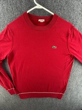 Suéter feminino Lacoste Live L!ve médio mistura de algodão pulôver vermelho gola redonda comprar usado  Enviando para Brazil