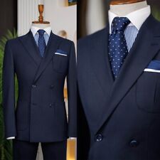 Terno formal masculino azul marinho pico lapela casamento peito duplo ocasião empresarial comprar usado  Enviando para Brazil