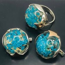 Conjunto de brincos anelares de prata esterlina 925 e ouro 9k com flores secas comprar usado  Enviando para Brazil
