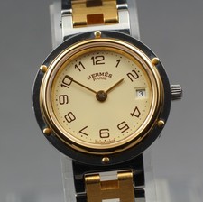 Usado, [Perto de Estado Perfeito] Vintage HERMES Clipper 24mm Mostrador Marfim Data Qz Relógio Feminino JAPÃO comprar usado  Enviando para Brazil