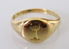 Anillo de oro de 18 quilates - Anillo de sello de cresta redonda de oro amarillo de 18 quilates vintage talla K segunda mano  Embacar hacia Argentina