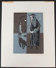Usado, Vintage Modernist Woodblock Of Dog Walker Signed By Artist 12 1/4" X 9 3/4" comprar usado  Enviando para Brazil