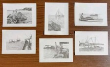 Lote com 6 - Neil Harpe assinado LE de /400 impressões Maryland Bay molusco de caranguejo pesca marítima, usado comprar usado  Enviando para Brazil