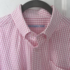 Camisa masculina Southern Tide rosa grade xadrez botão para baixo Páscoa primavera trabalho igreja, usado comprar usado  Enviando para Brazil