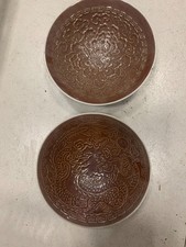Usado, 2 peças maravilhosas tigelas de porcelana chinesas guan marrom forno vermelho comprar usado  Enviando para Brazil