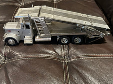 Peterbilt Car Hauler Trator Trailer Prata NOS Diecast Auto Transporter Big Rig comprar usado  Enviando para Brazil