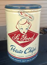 Vintage Sally So Good 1 lb lata de batata frita com tampa St Louis "Para aquela festa" comprar usado  Enviando para Brazil