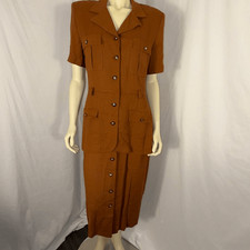 Vestido vintage anos 90 Danny & Nicole ferrugem marrom falso duas peças rayon midi feito nos EUA, usado comprar usado Vestido vintage anos 90 Danny & Nicole ferrugem marrom falso duas peças rayon midi feito nos EUA, usado comprar usado  Enviando para Brazil