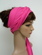 Usado, Envoltório de cabeça rosa, lenço de cabeça, envoltório de cabelo, gravata de cabelo, lenço ultra longo, turbante comprar usado  Enviando para Brazil