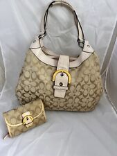 Coach Monogram Soho Shoulder Bag Khaki Light Pink F17408 with Matching Wallet na sprzedaż  Wysyłka do Poland