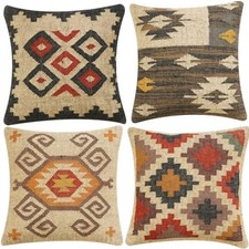 Conjunto de 4 travesseiros de juta Kilim | Capas de almofada tribais do sudoeste comprar usado  Enviando para Brazil
