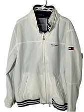 Usado, Jaqueta masculina Tommy Hilfiger XXL anos 90 Y2K soletrado com capuz vela branca quebra-vento comprar usado  Enviando para Brazil