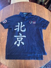 Camisa polo masculina grande azul marinho algodão Ralph Lauren 2008 Olimpíadas de Pequim comprar usado  Enviando para Brazil