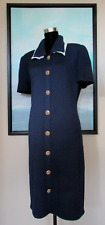 Vestido St. John Collection Santana malha azul marinho com colarinho de seda tamanho 14 comprar usado  Enviando para Brazil