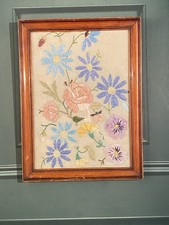 Framed embroidery flowers for sale  BEDFORD