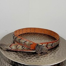 Cinto de couro ACCENTI Inc. Itália cobra metal latão elos marrom sistema operacional serpente, usado comprar usado  Enviando para Brazil