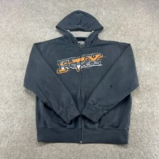 Moletom com capuz Fox Racing masculino XL preto laranja zíper completo soletrado grunge cabeça desgastada comprar usado  Enviando para Brazil