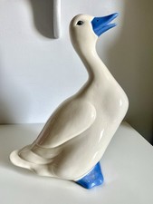 Boneco vintage 8x11 cerâmica branco ganso pato azul bico e pés pintado à mão comprar usado  Enviando para Brazil