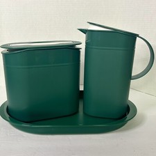 Conjunto de jarro e bandeja de servir balde de gelo isolado Tupperware vintage verde escuro comprar usado  Enviando para Brazil