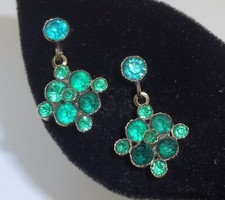 Brincos antigos vitorianos antigos de ouro 14K folheados a ouro verde esmeralda pasta Ear Bobs, usado comprar usado  Enviando para Brazil